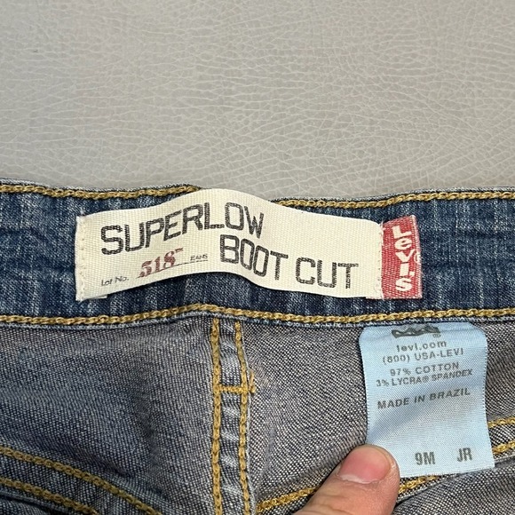 VTG Y2K Levis 518 Superlow‎ Boot Blue Jean Women Wide Leg 10/9M/30x31 Flare-3812 - Picture 4 of 11